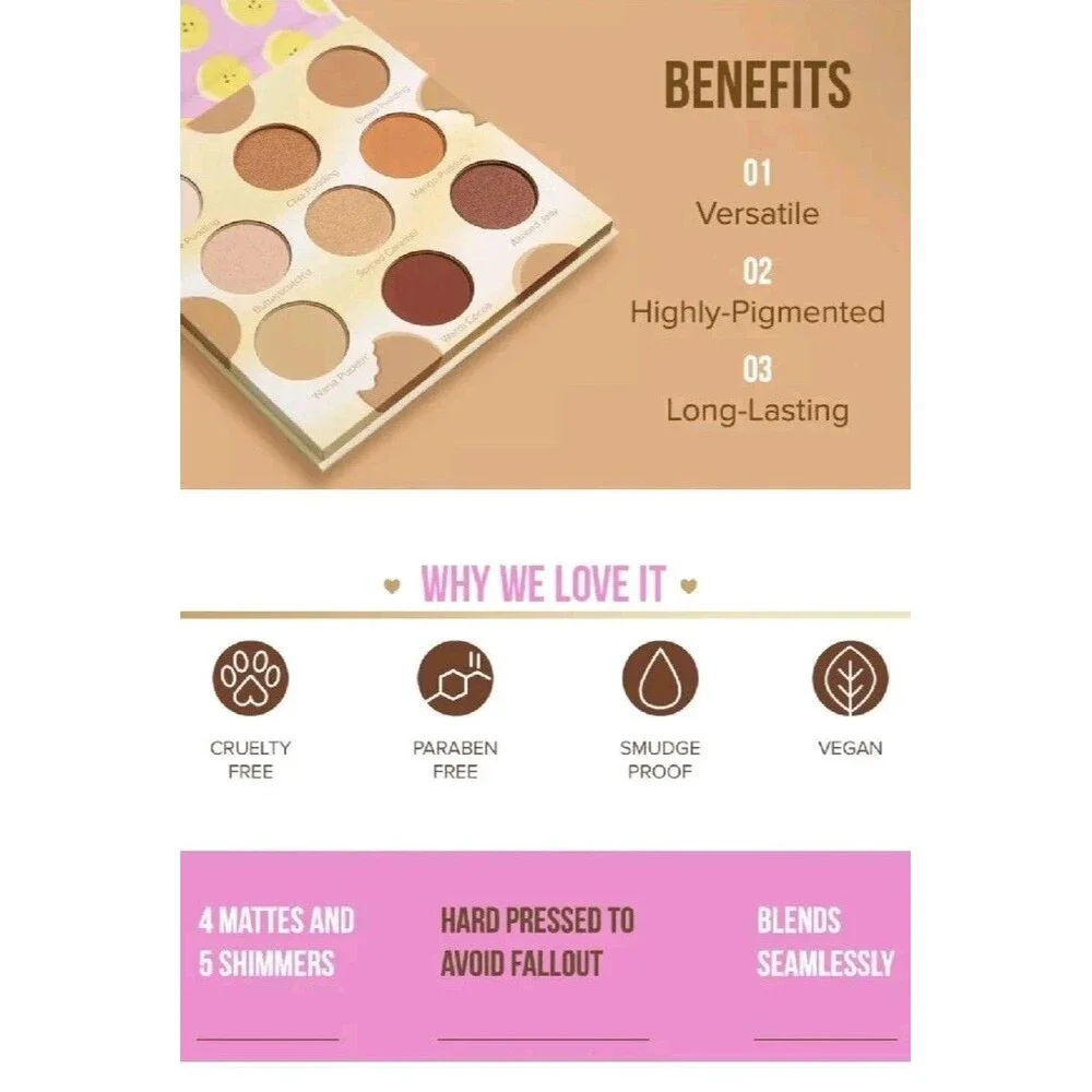 BEAUTY BAKERIE Proof Is In The Puddin’ Pudding Eyeshadow Palette 0.05 oz x 9 NIB